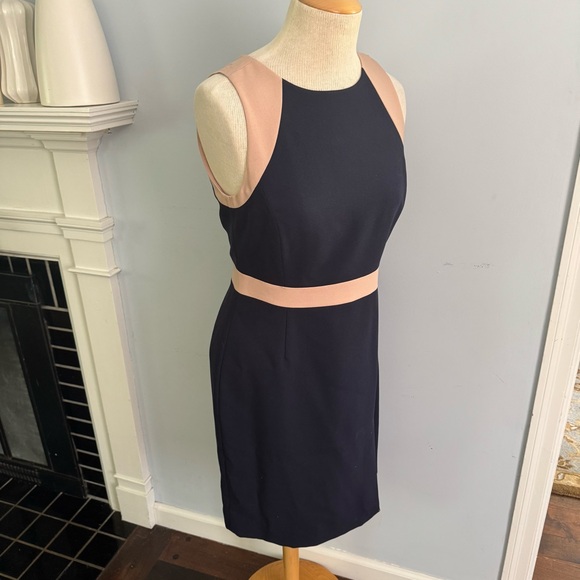 J.CREW Gwen navy blue colorblock sheath dress NEW NWT Size 8 nude blush pink - Picture 6 of 9